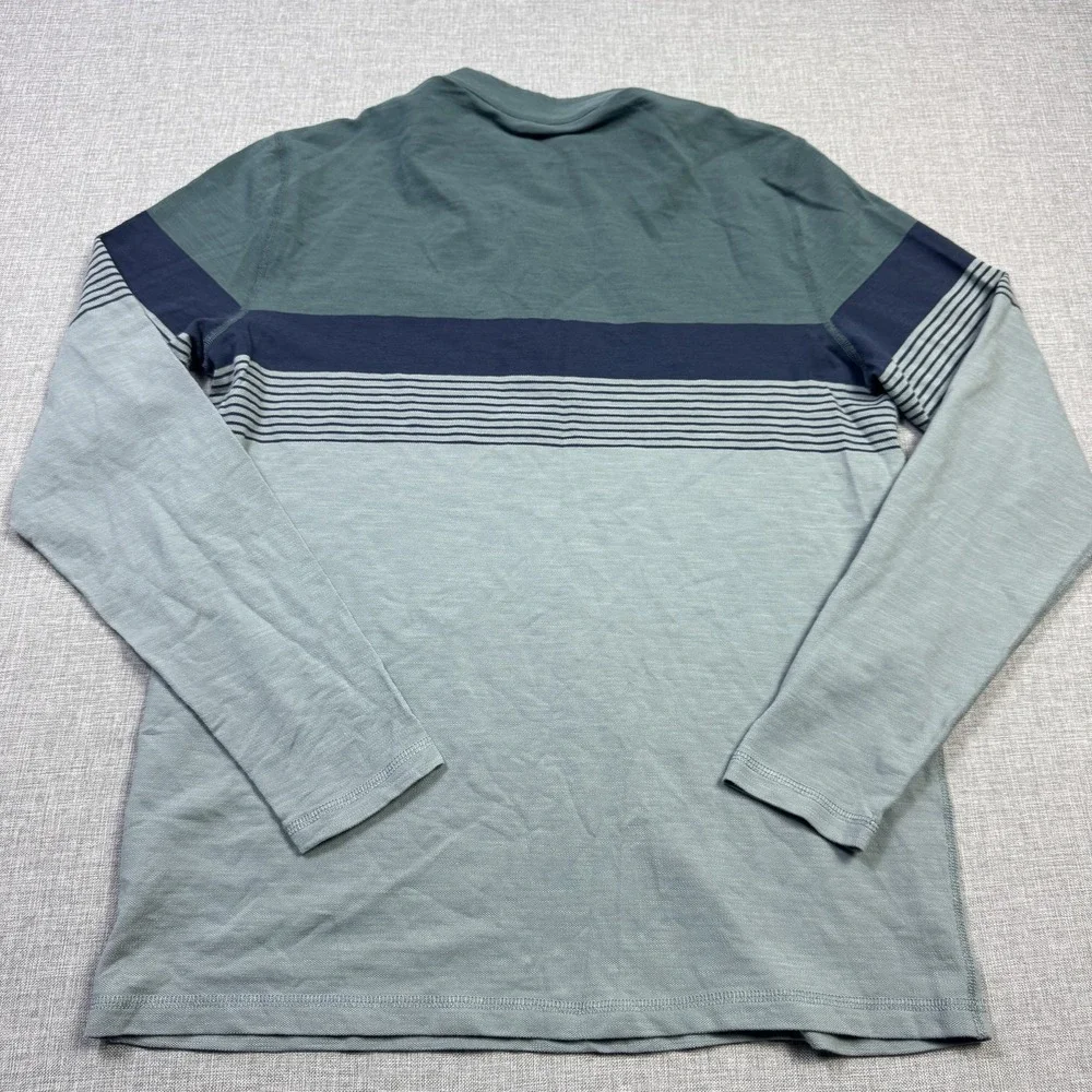 Marine Layer 1/4 Zip Pullover‎ Mens Small Green Striped Collared Lyocell Cotton